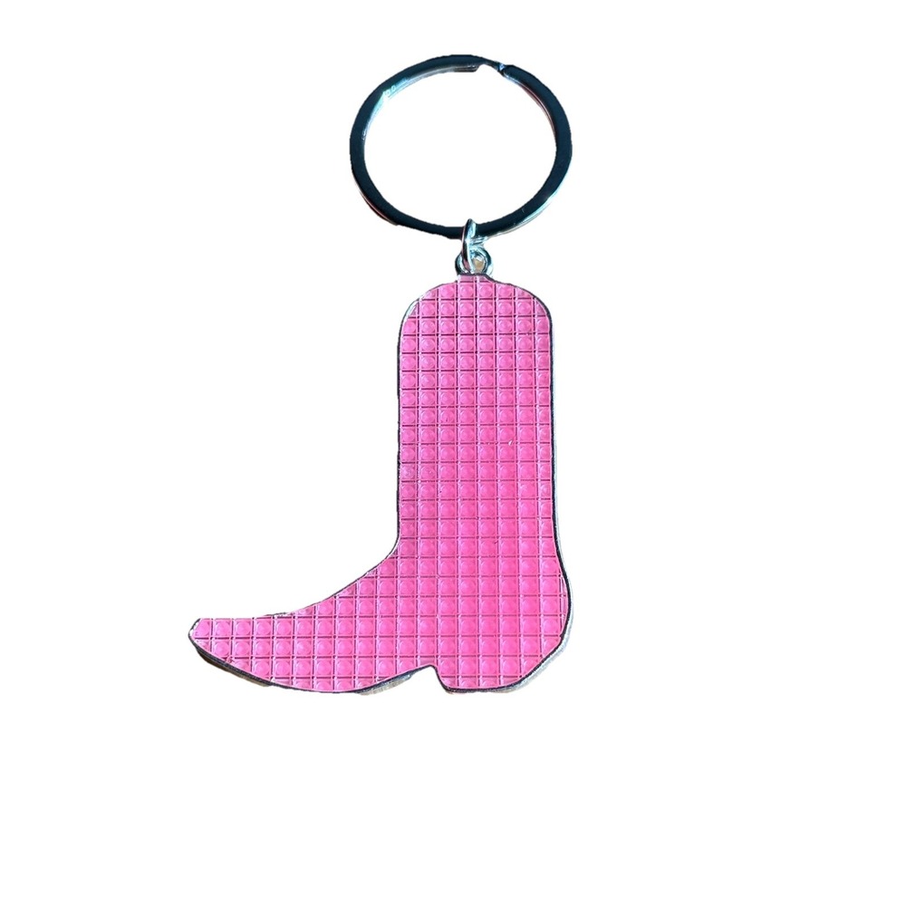 Cowboy Boot Keyring Key Chain Purse Bag Charm Zipper Pull Pink Cowgirl Western
